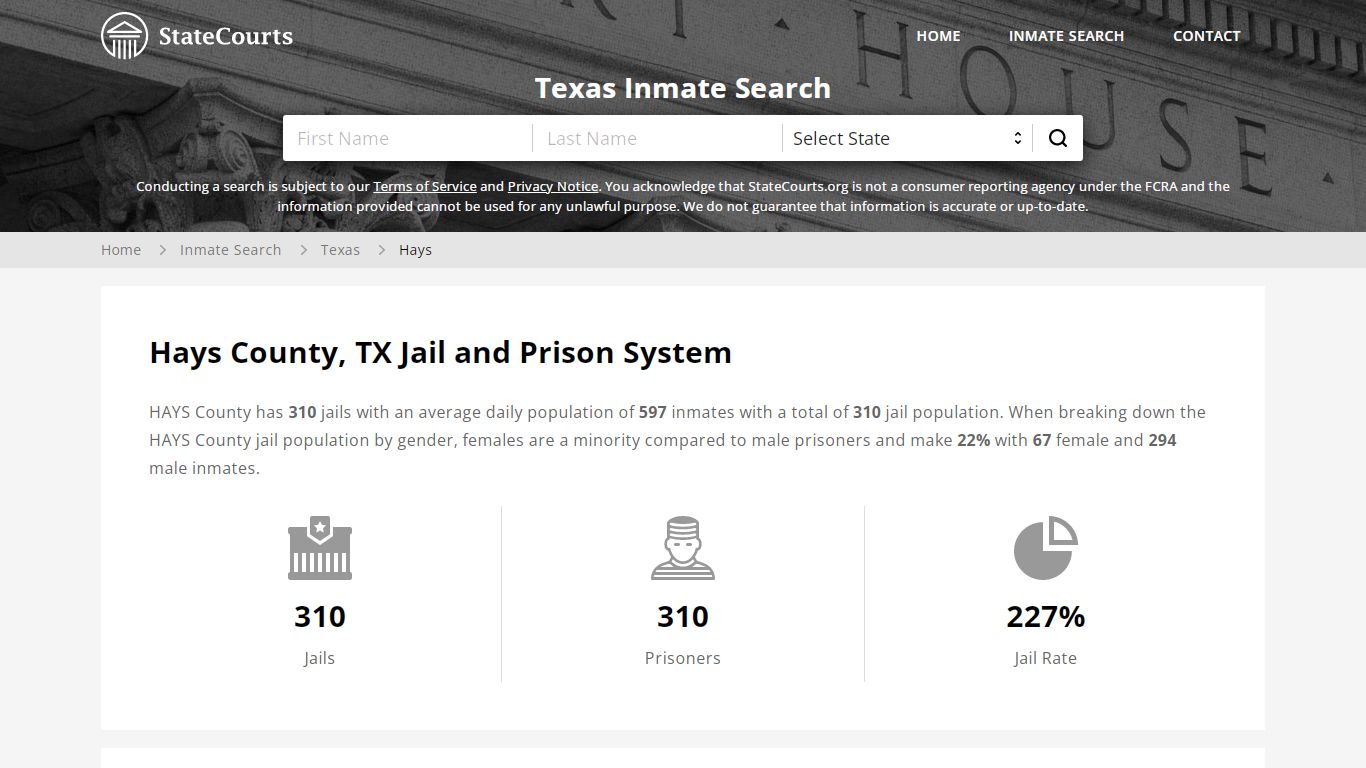Hays County, TX Inmate Search - StateCourts