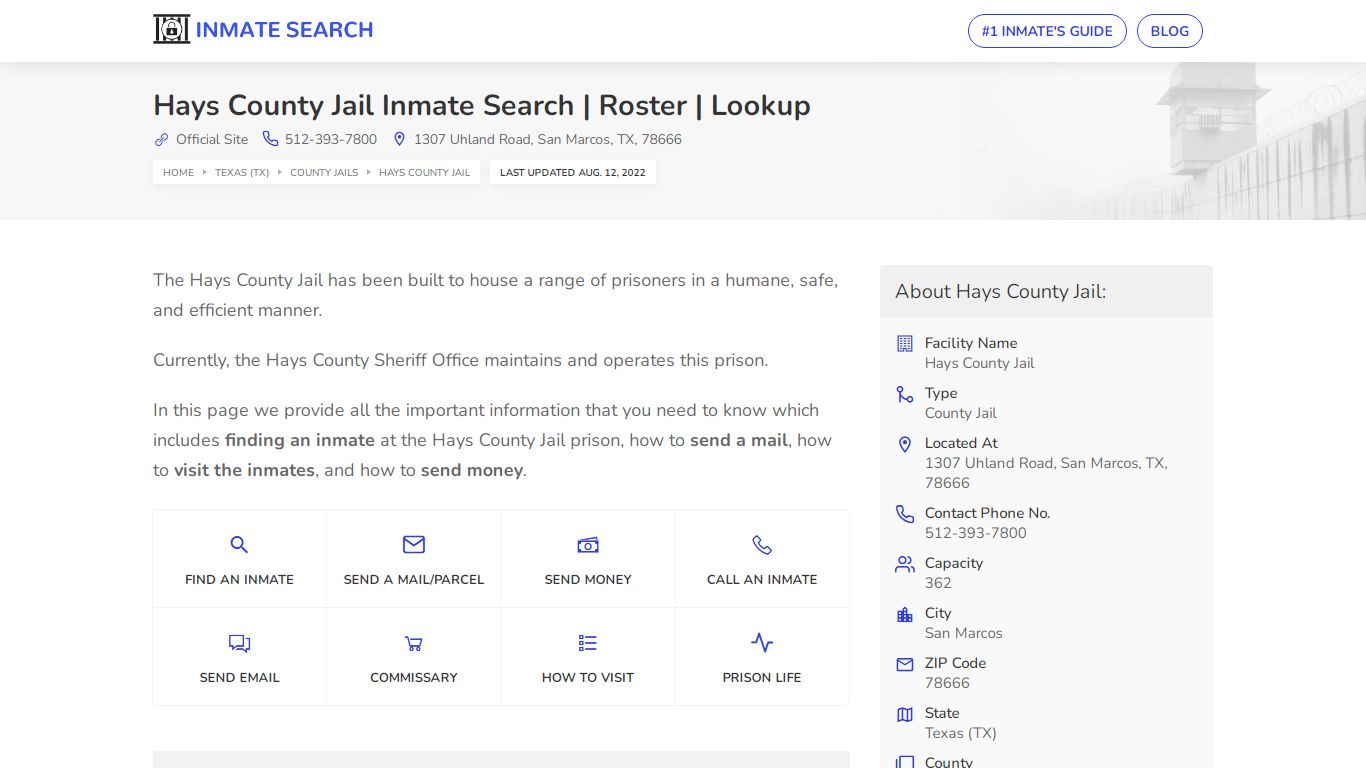 Hays County Jail Inmate Search | Roster | Lookup